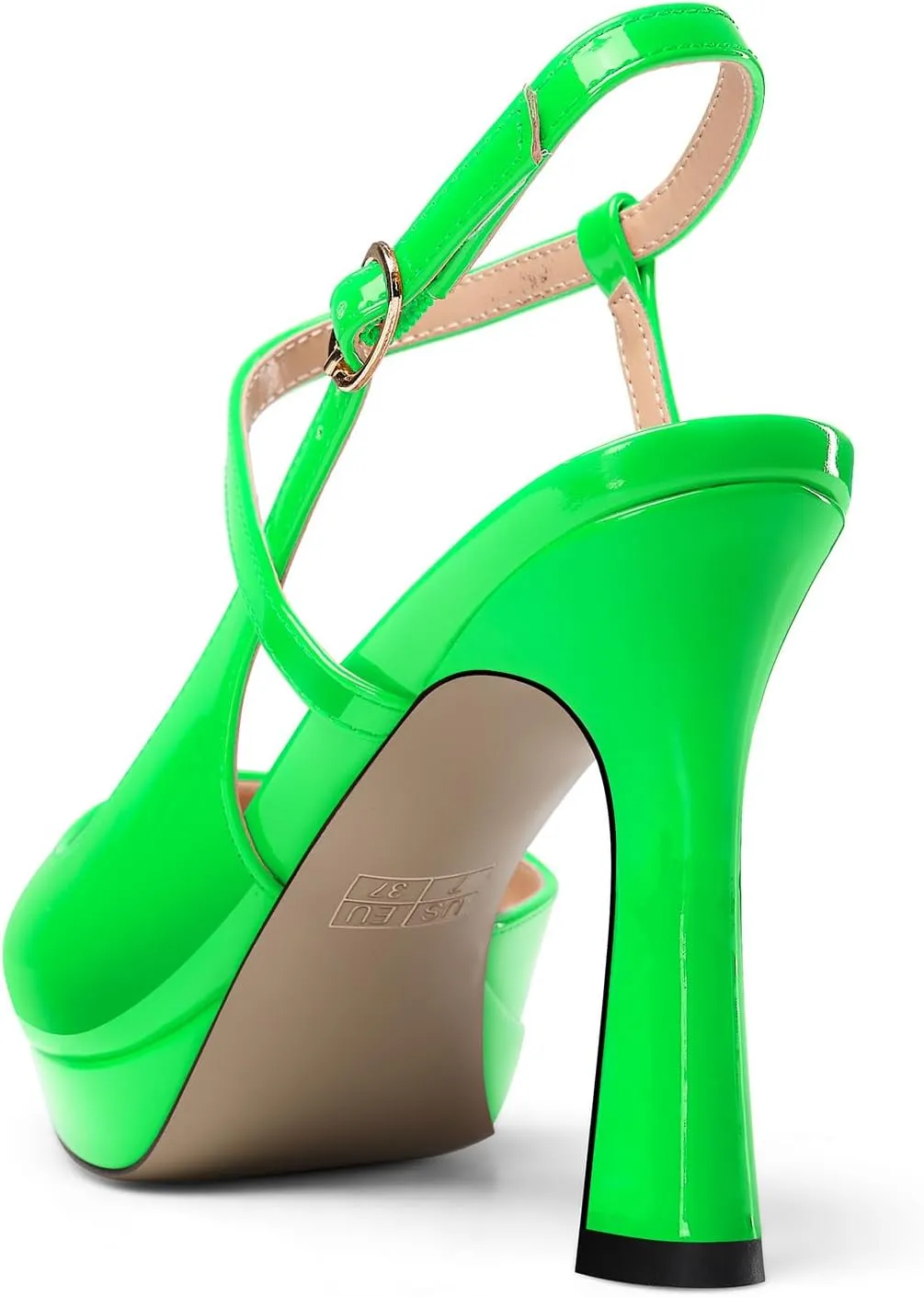 TNYNFBEB Womens Stiletto High Platform Heel Pointed Toe Pumps Slingback Ankle Strap Buckle Party Cute 3.9 Inches Heels
