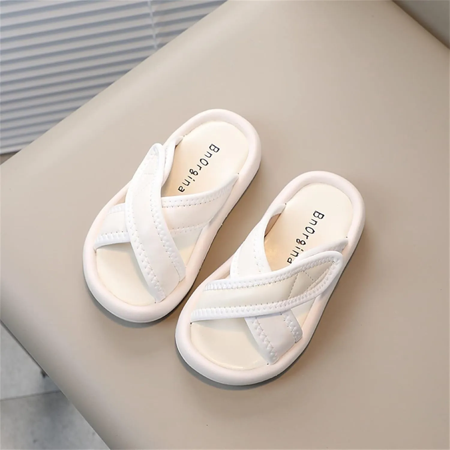 Toddler Boys Girls Summer Slippers Solid Adjustable Shoelaces Beach Slippers Non-Slip Rubber Sole Outdoor Shoes
