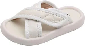 Toddler Boys Girls Summer Slippers Solid Adjustable Shoelaces Beach Slippers Non-Slip Rubber Sole Outdoor Shoes
