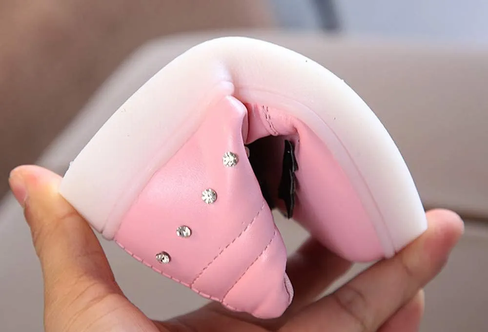Toddler Girls hinestone Light Up Sneaker High Top Slip On Soft Rubber Bottom Zipper Cute Fashion Athletic Shoes
