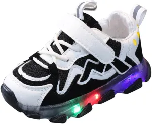 Toddler Tennis Breathable Cozy Sneaker with Lights Baby Girls Boys Led Mesh Flat Shoes Running Lightweight Sport Shoes