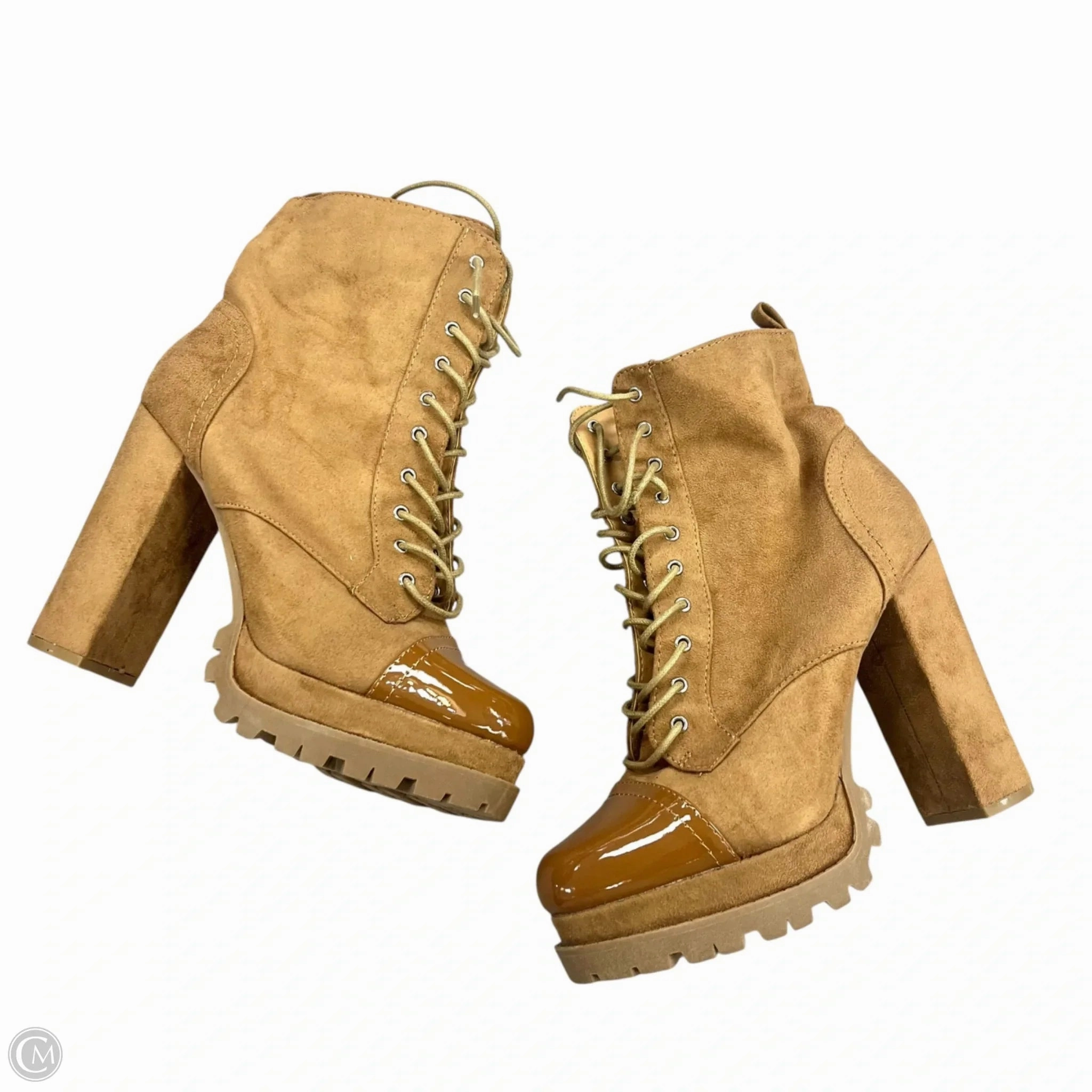 Boots Ankle Heels By Fashion Nova In Tan, Size: 10 Perfect Fit Support Foot
