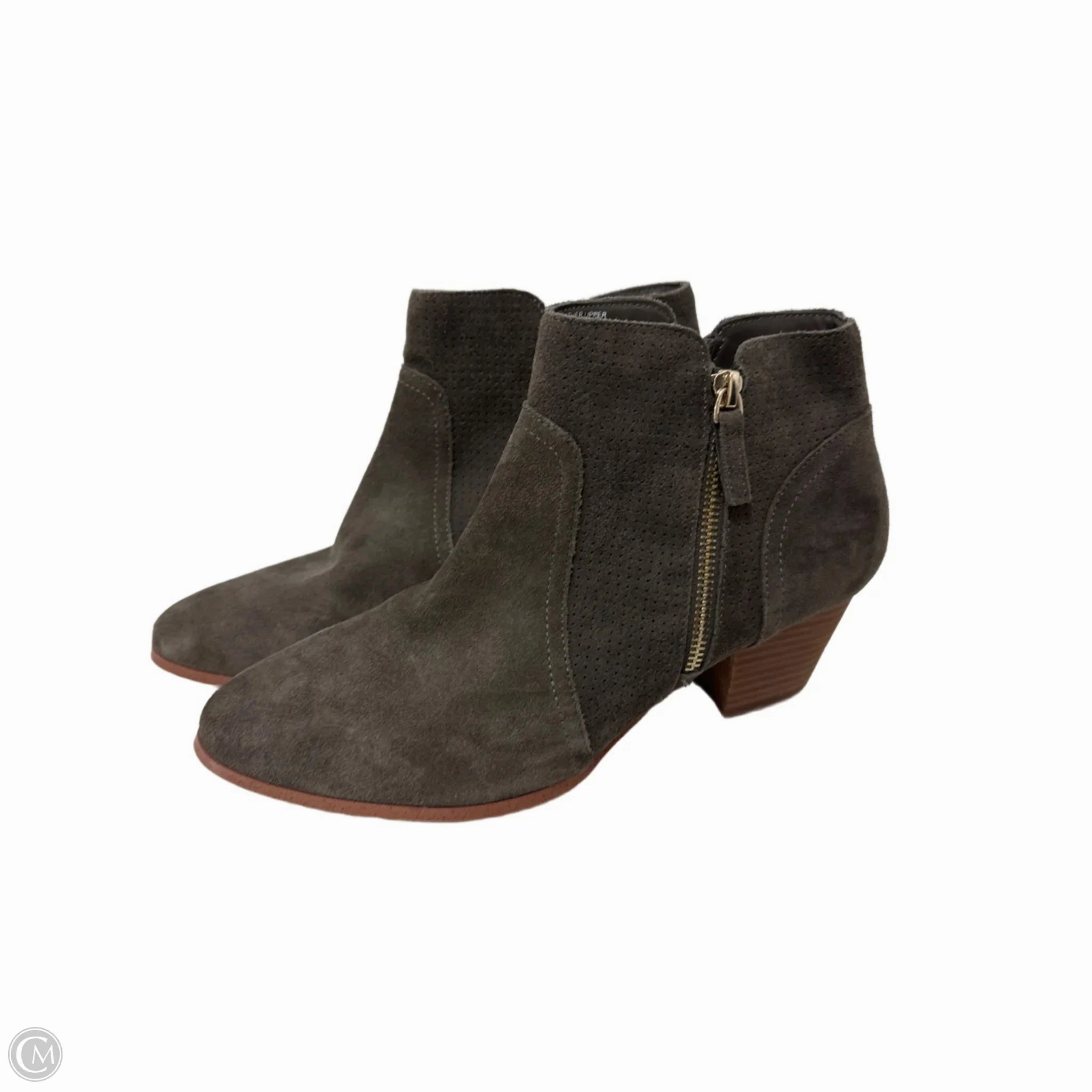 Soft Leather Reinforced Form Windy Weather Boots Ankle Heels By Clothes Mentor In Grey, Size: 9.5