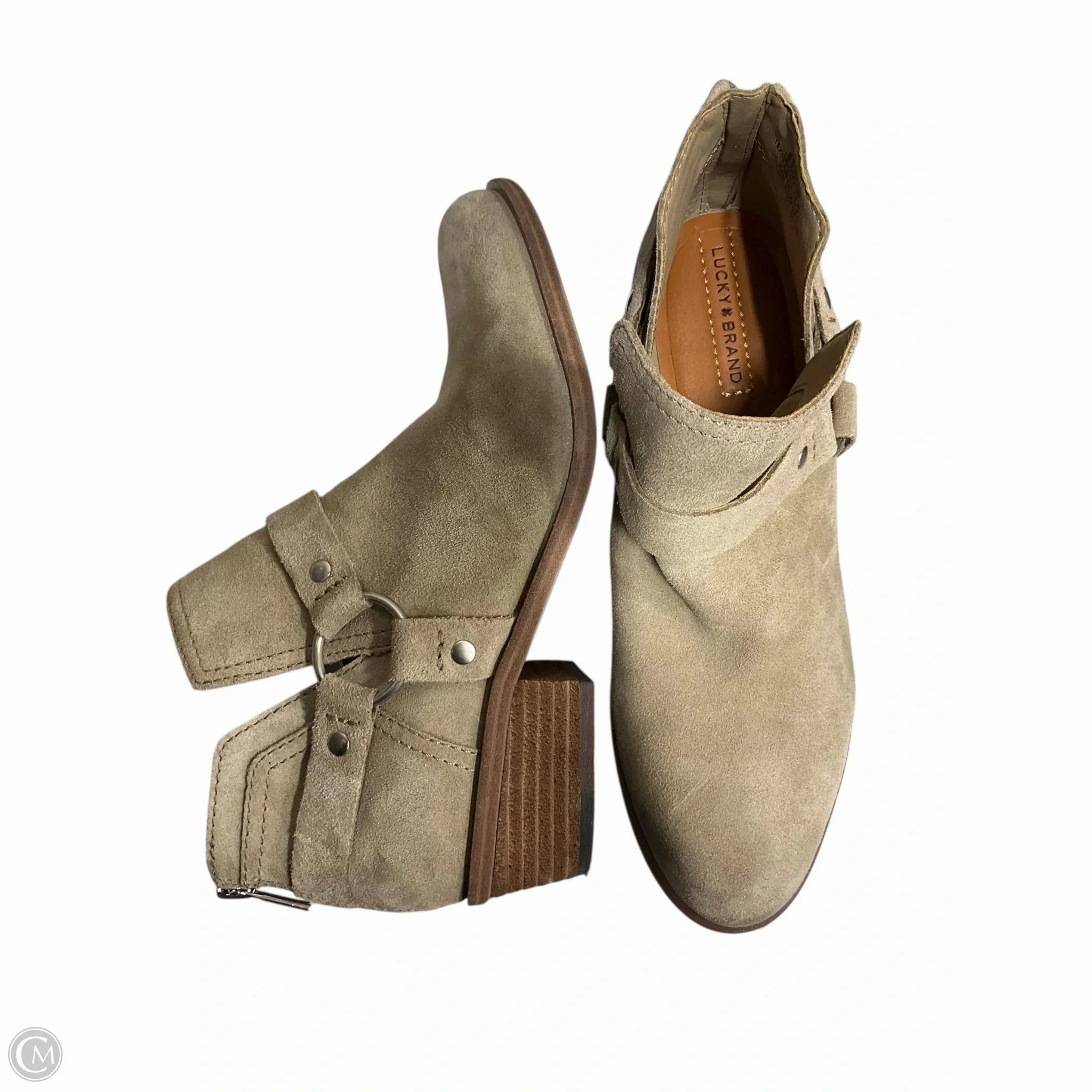 Boots Ankle Heels By Lucky Brand In Taupe, Size: 8.5 Soft Power Soft Insole