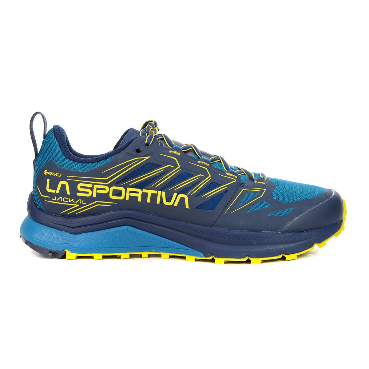 Men's La Sportiva Jackal GTX Night Blue/Moss Balanced Cushioning Sock Like Adaptive Fit