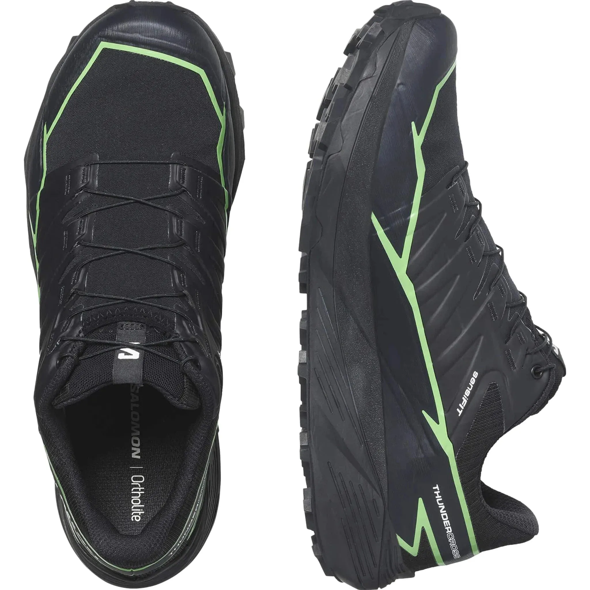 Torsional Stability Frame Men's Salomon Thundercross GTX  Black - Green Gecko - Black