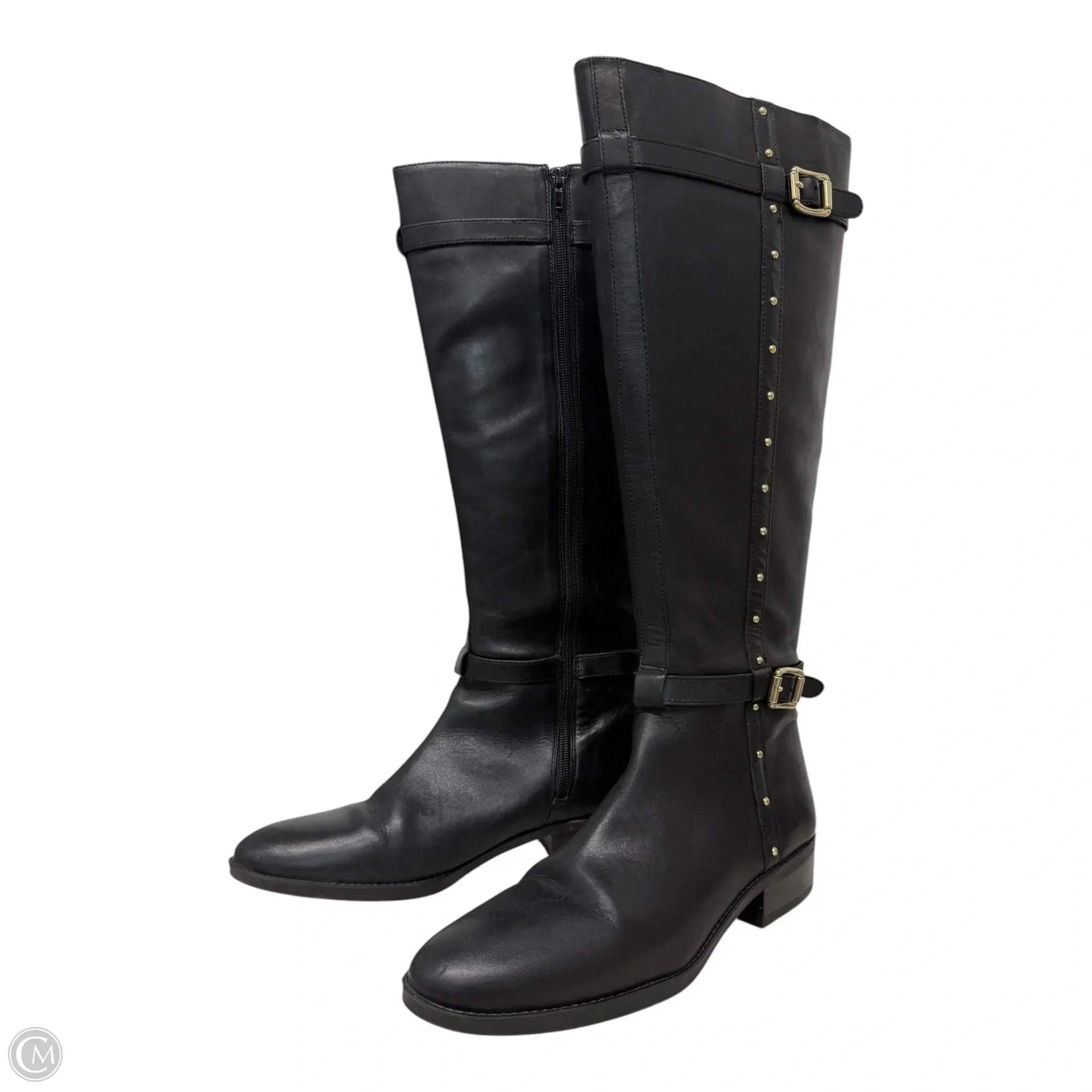 Boots Mid-calf Flats By Vince Camuto In Black & Gold, Size: 10 City Walk