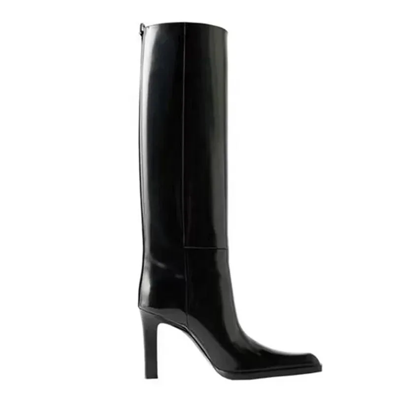 Trend4us Women's Glossy Patent Leather Knee-High Boots