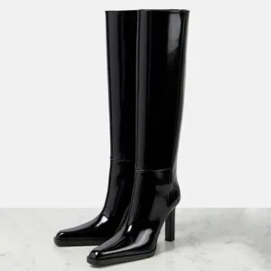 Trend4us Women's Glossy Patent Leather Knee-High Boots