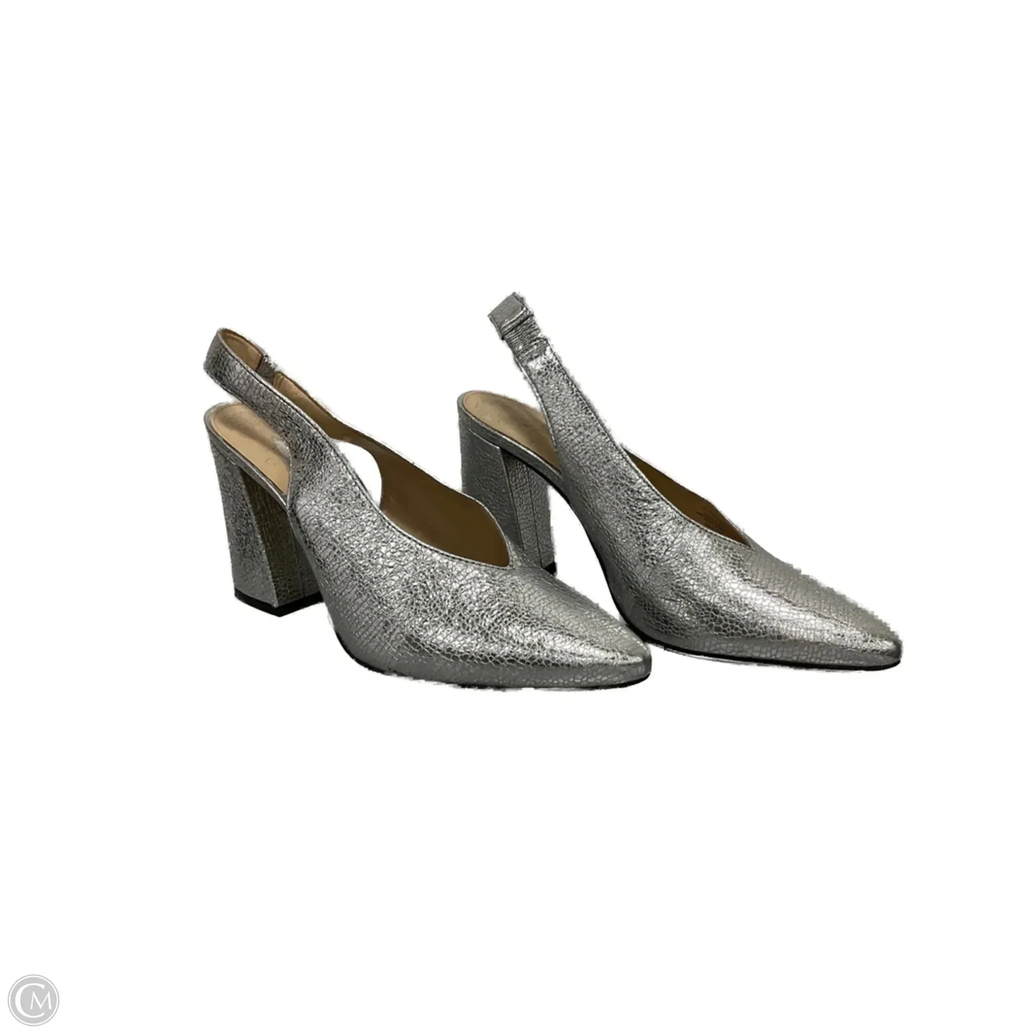 Evening Mode Shoes Heels Block By Vince Camuto In Silver, Size: 8