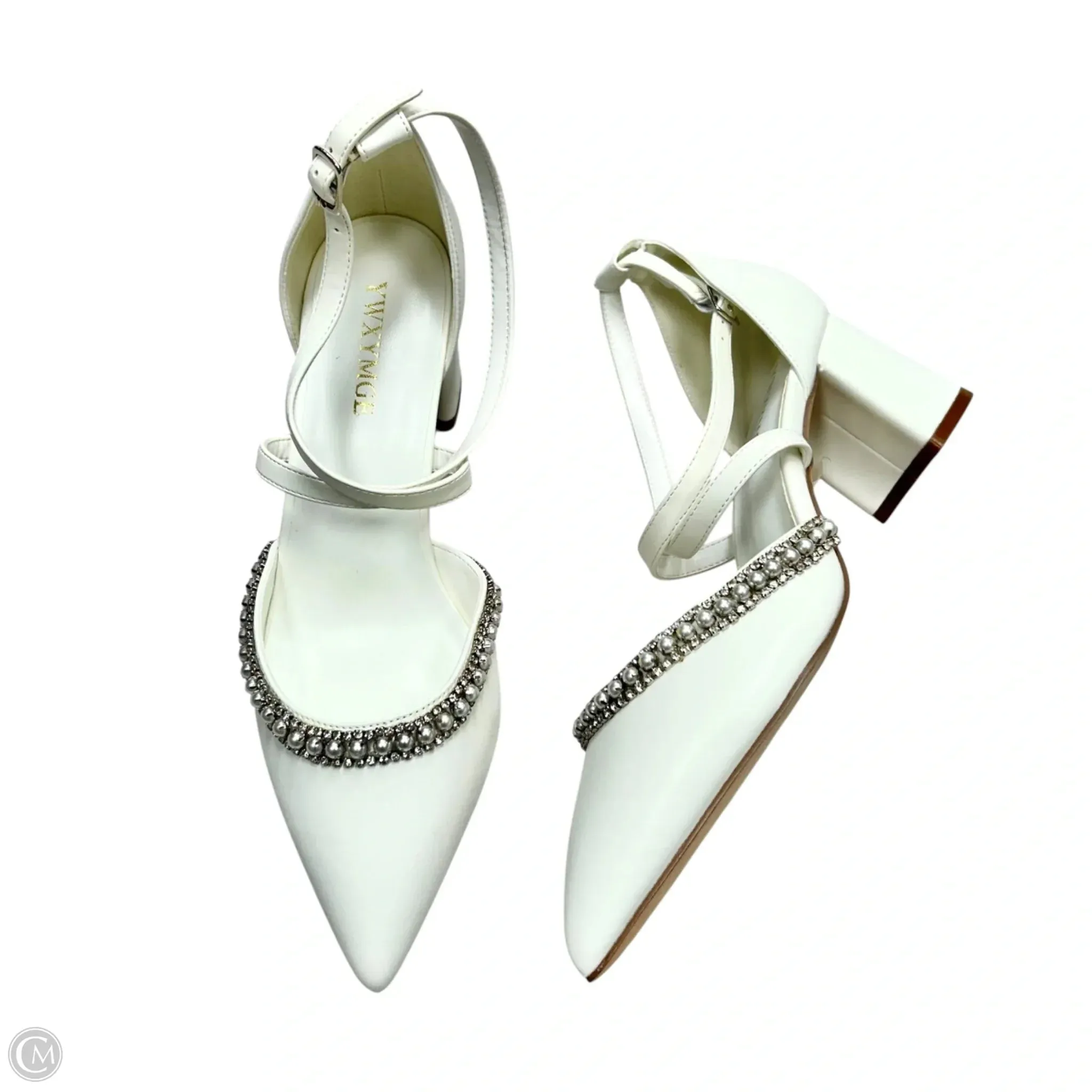 Shoes Heels Block By Ywxymge In White, Size: 8.5 Narrow Fit