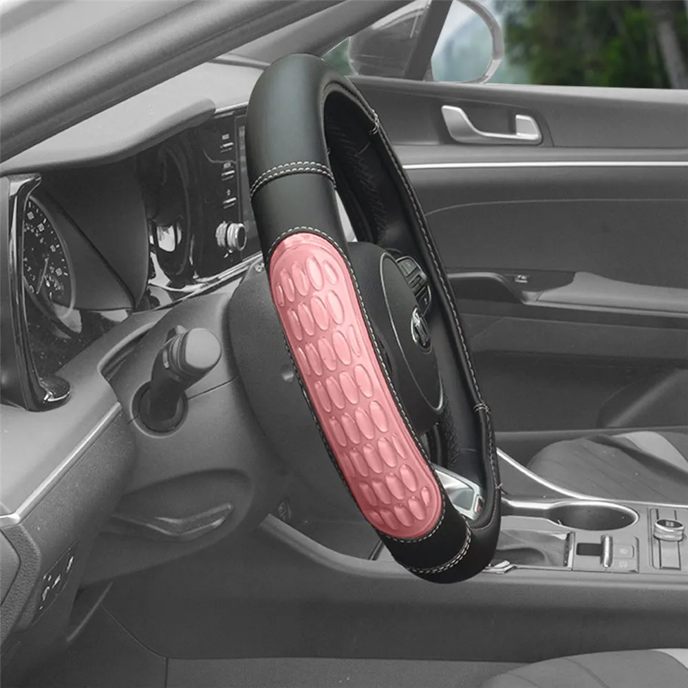 Ultra Grip Silicone & Faux Leather Steering Wheel Cover Pink