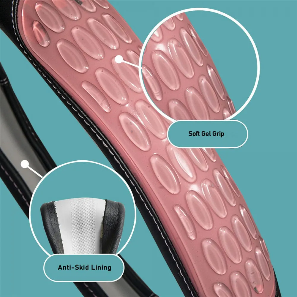 Ultra Grip Silicone & Faux Leather Steering Wheel Cover Pink