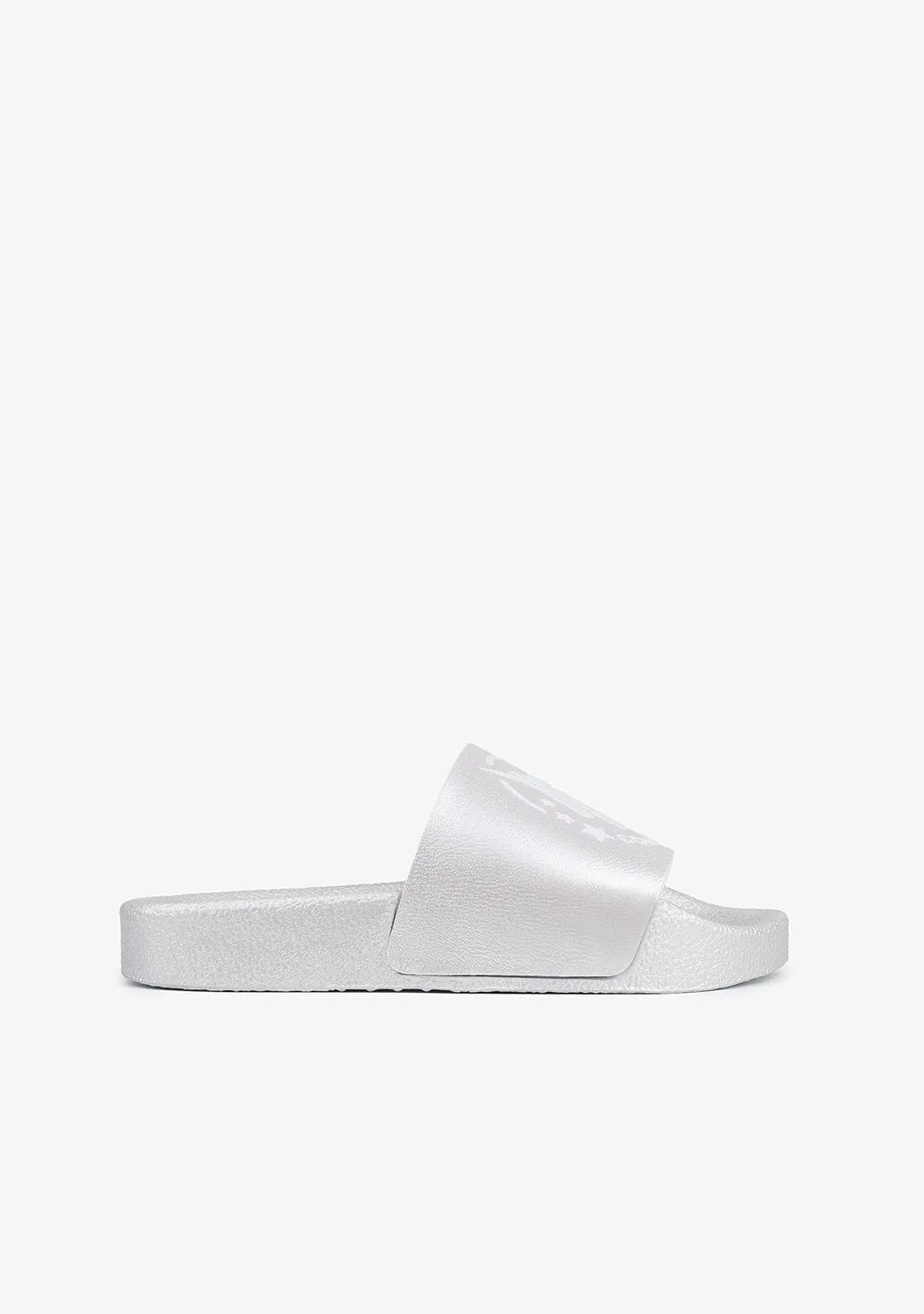 Unicorn’s Silver Pool Slide Sandals