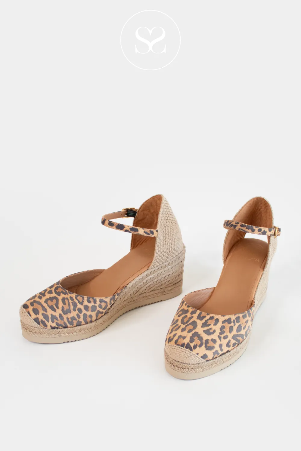UNISA CACERES LEOPARD LEATHER WEDGE ESPADRILLE SANDALS