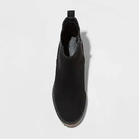 Universal Thread Crispin Black Suede Fashion Zipper Rounded Toe Ankle Boots