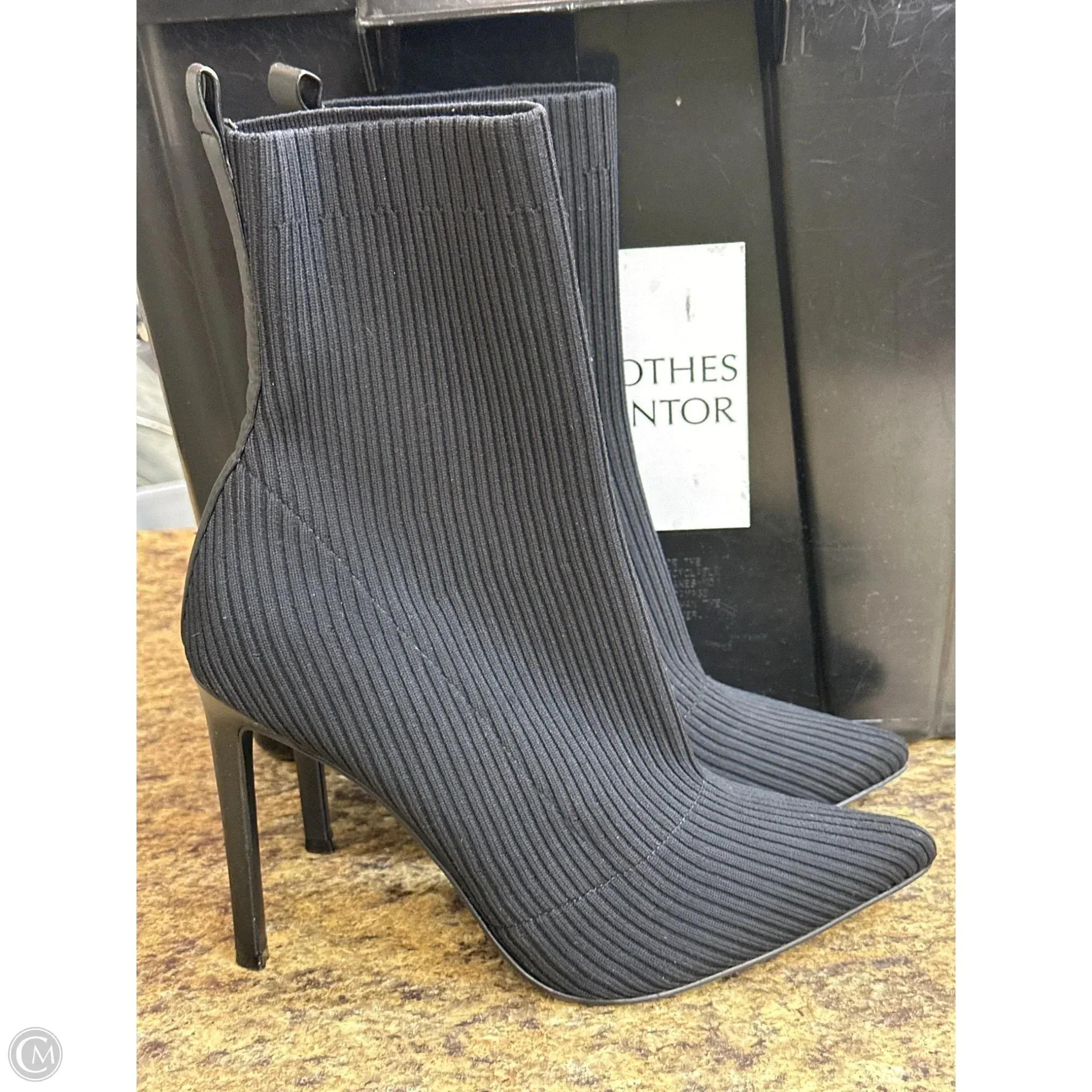 Boots Mid-calf Heels By Steve Madden In Black, Size: 9.5 Stretchable Material Chic Boot Style