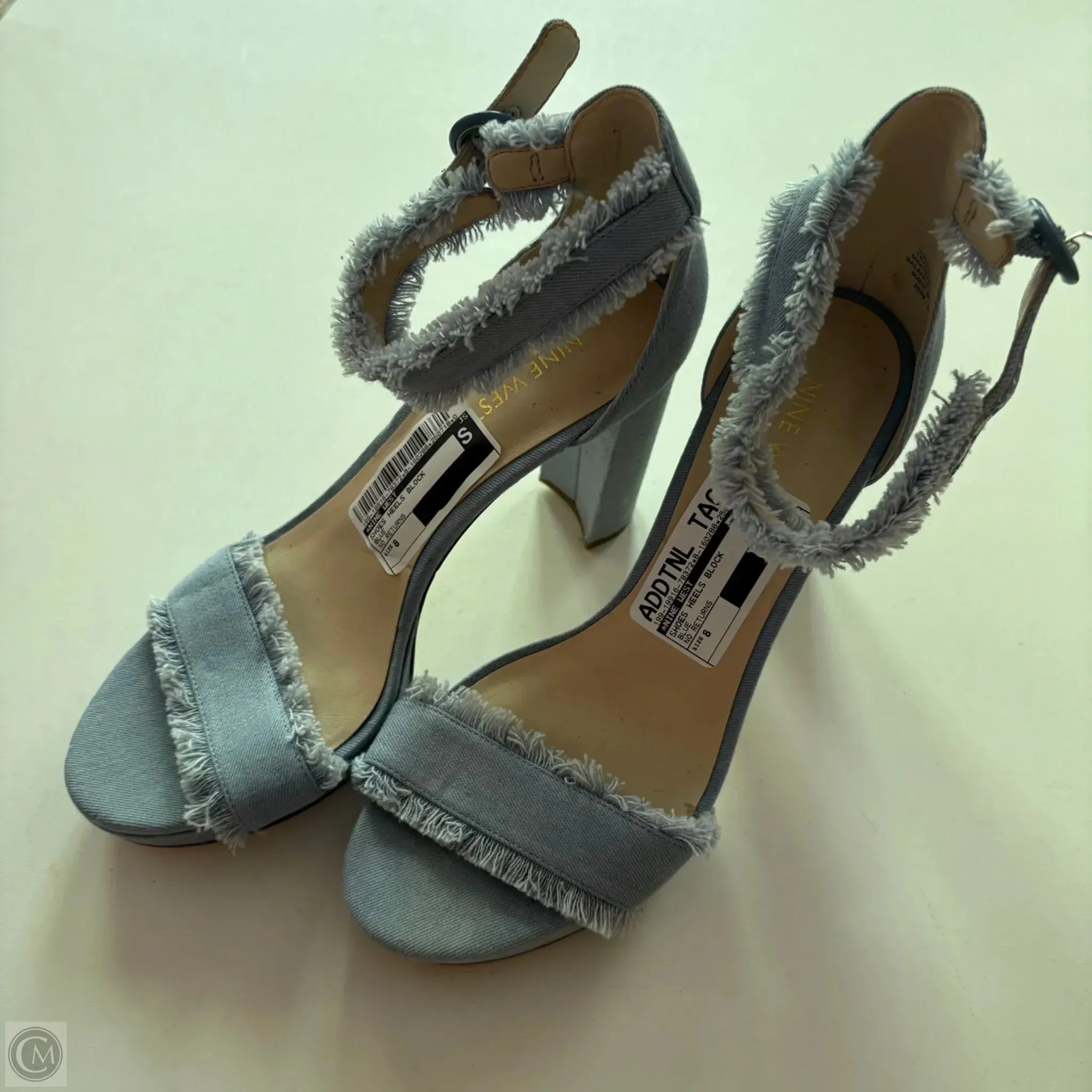 Performance Creative Look Shoes Heels Block By Nine West In Blue, Size: 8