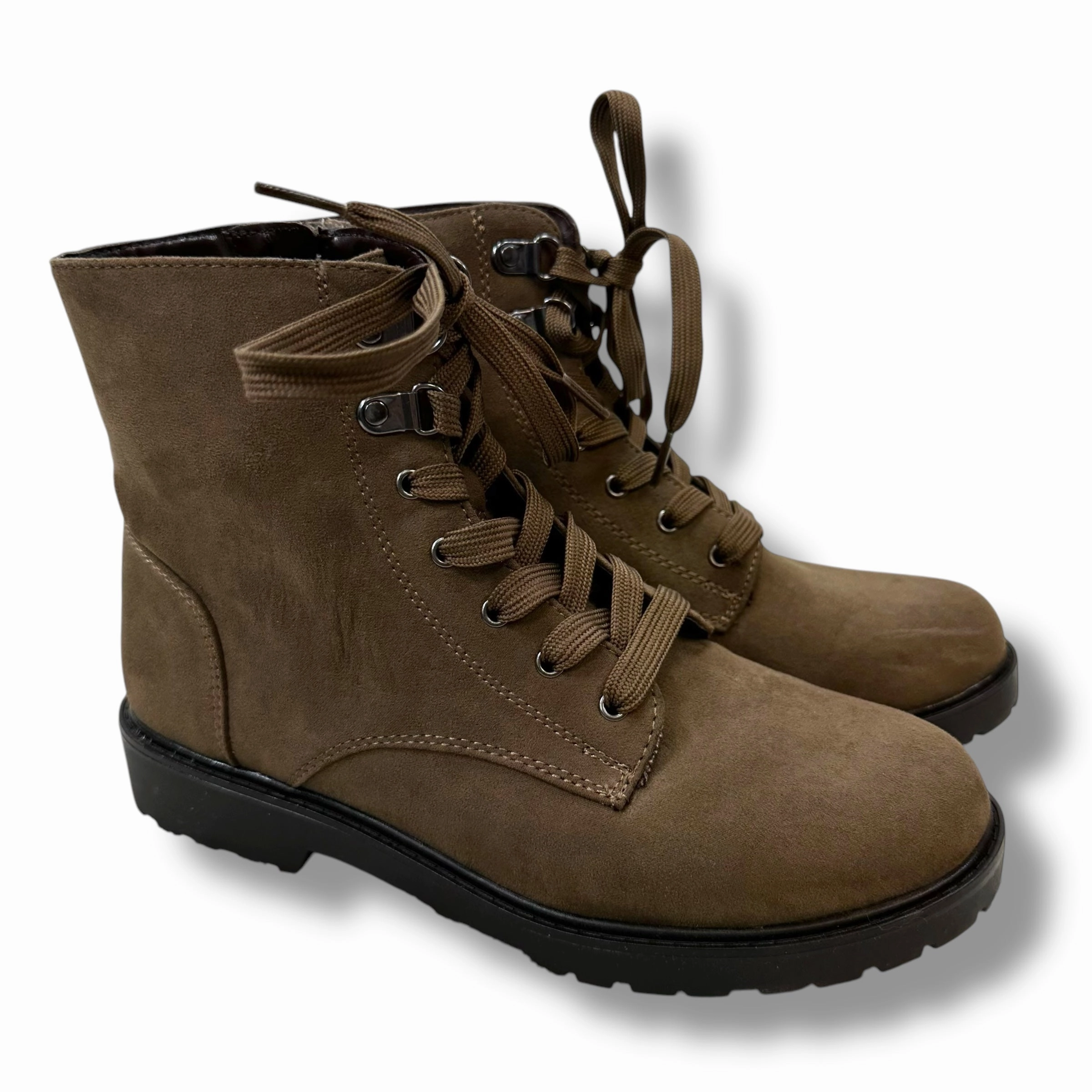 Boots Ankle Flats By Kelly And Katie In Brown, Size: 8 Adjustable lacing