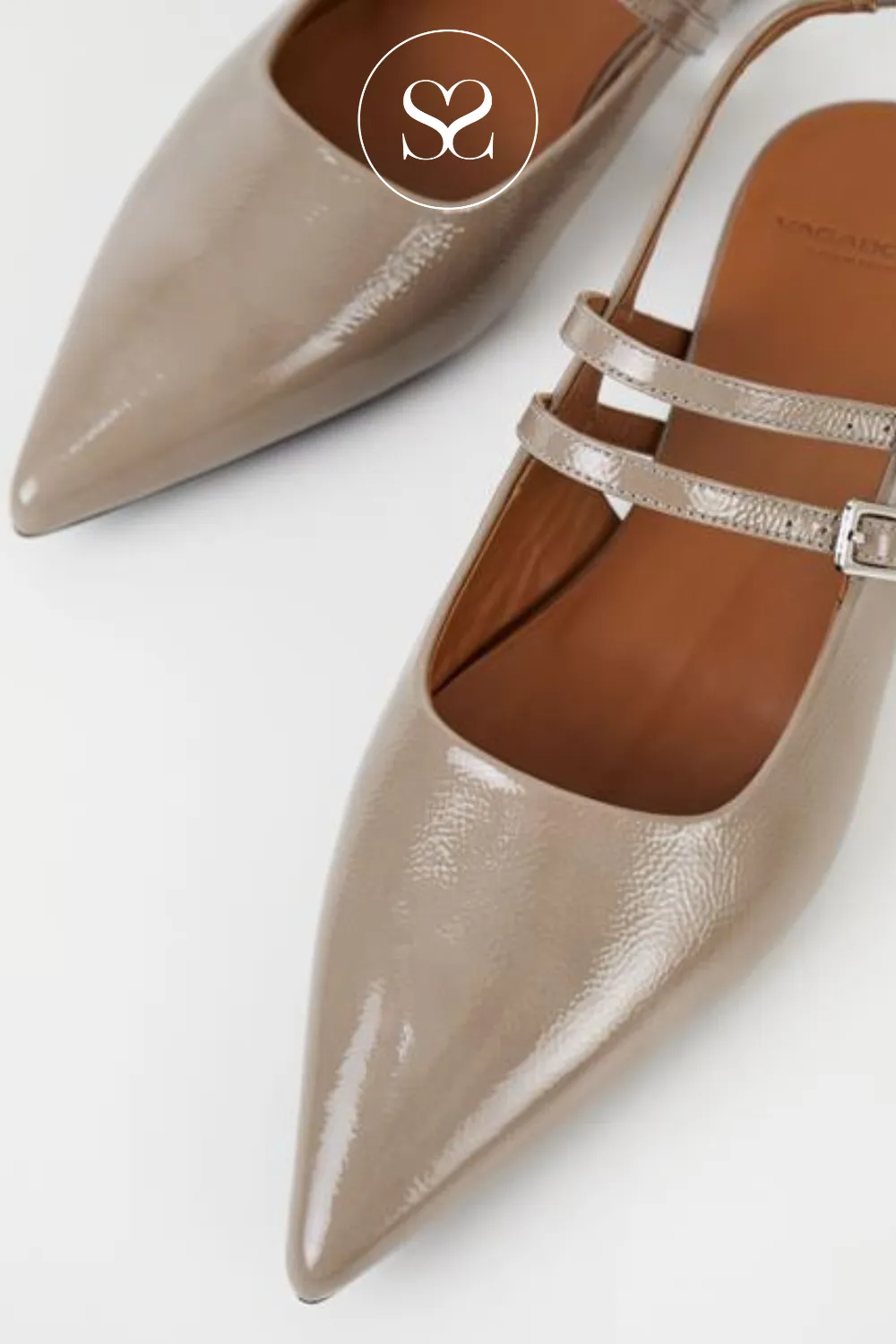 VAGABOND 5733-260-09 HERMINE TAUPE LEATHER SLING-BACK PUMPS
