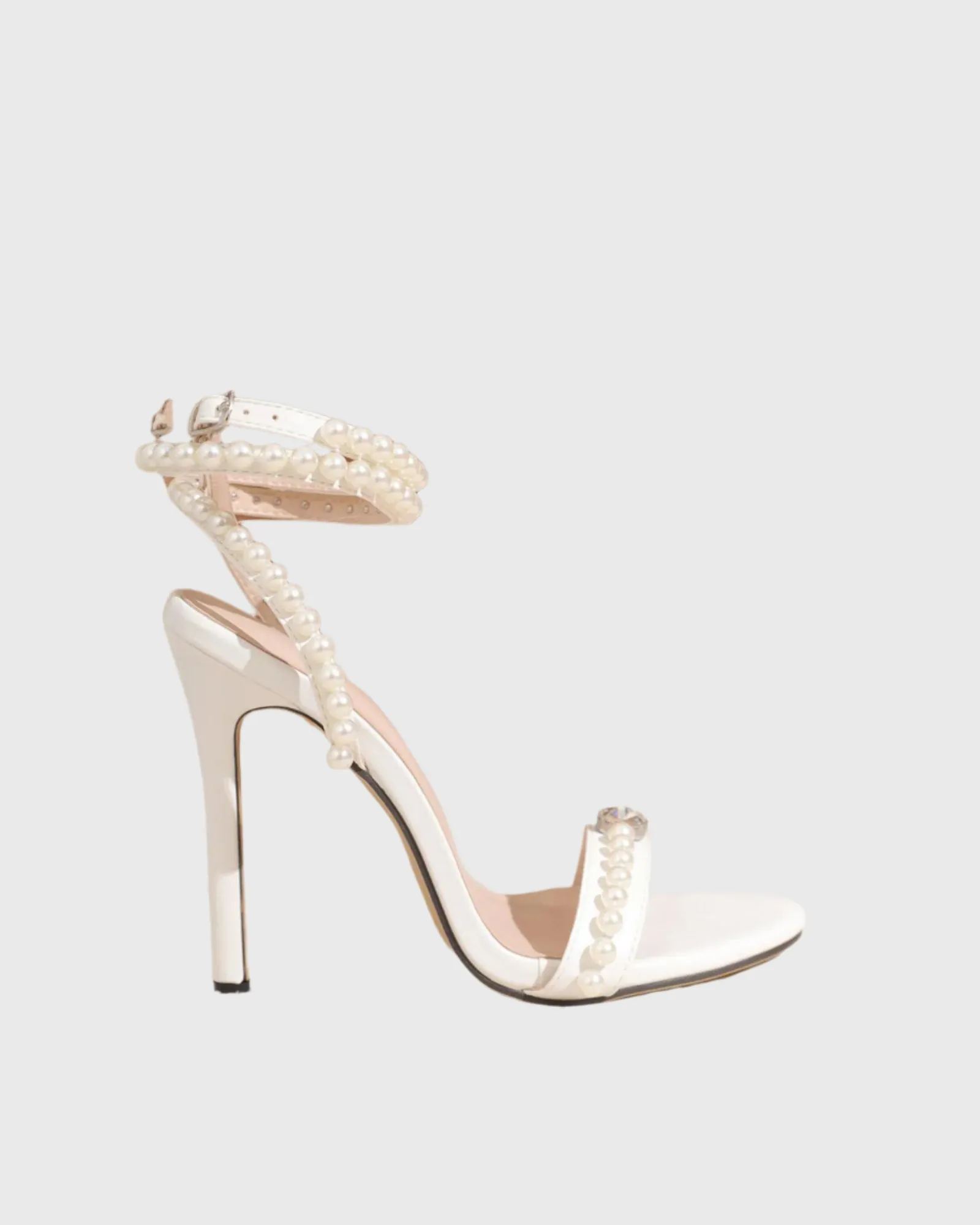 Vania Pearl Embellished Strap Sandals In White