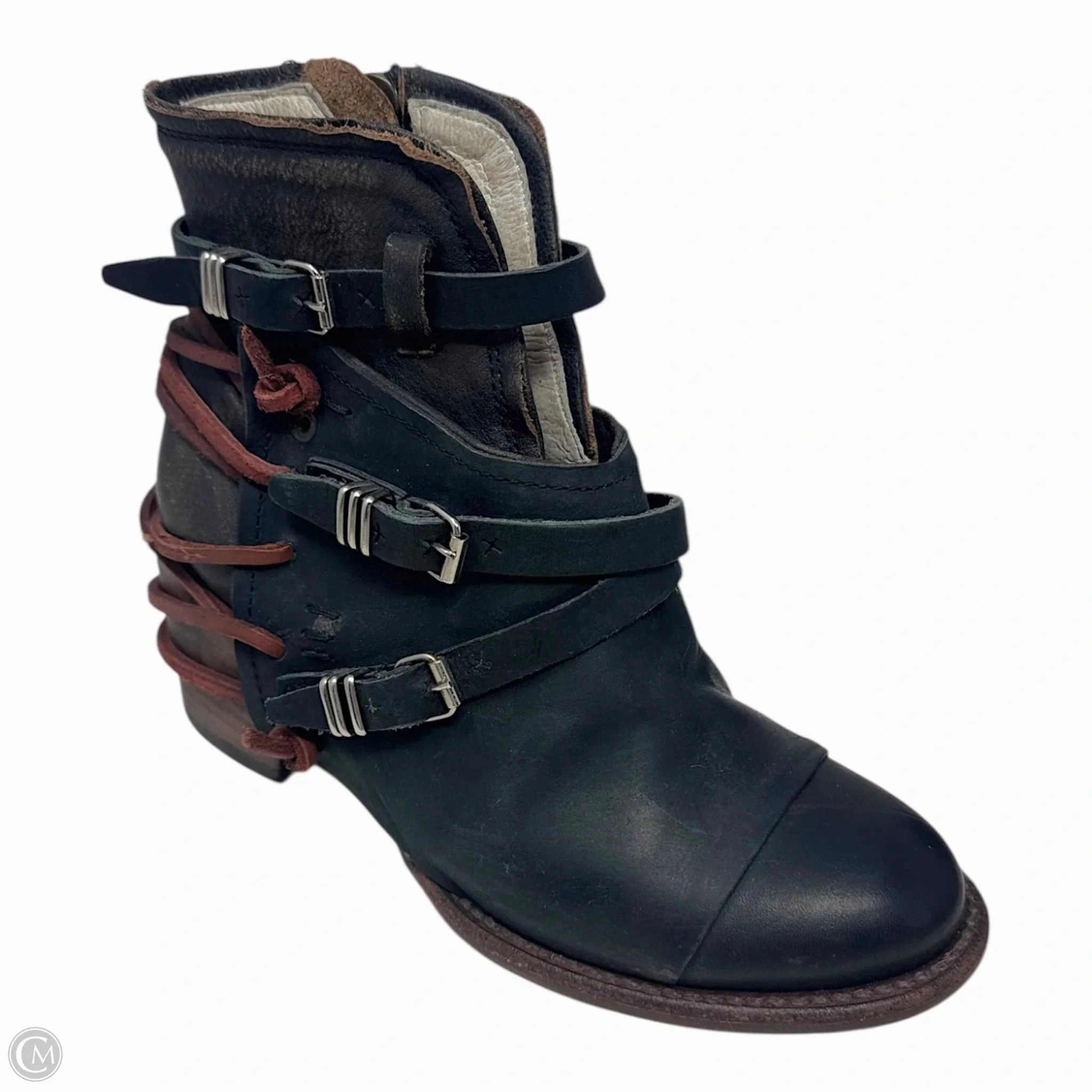 Crue Strappy Boots Ankle Heels By Freebird In Multi-colored, Size: 6 Modern Comfort