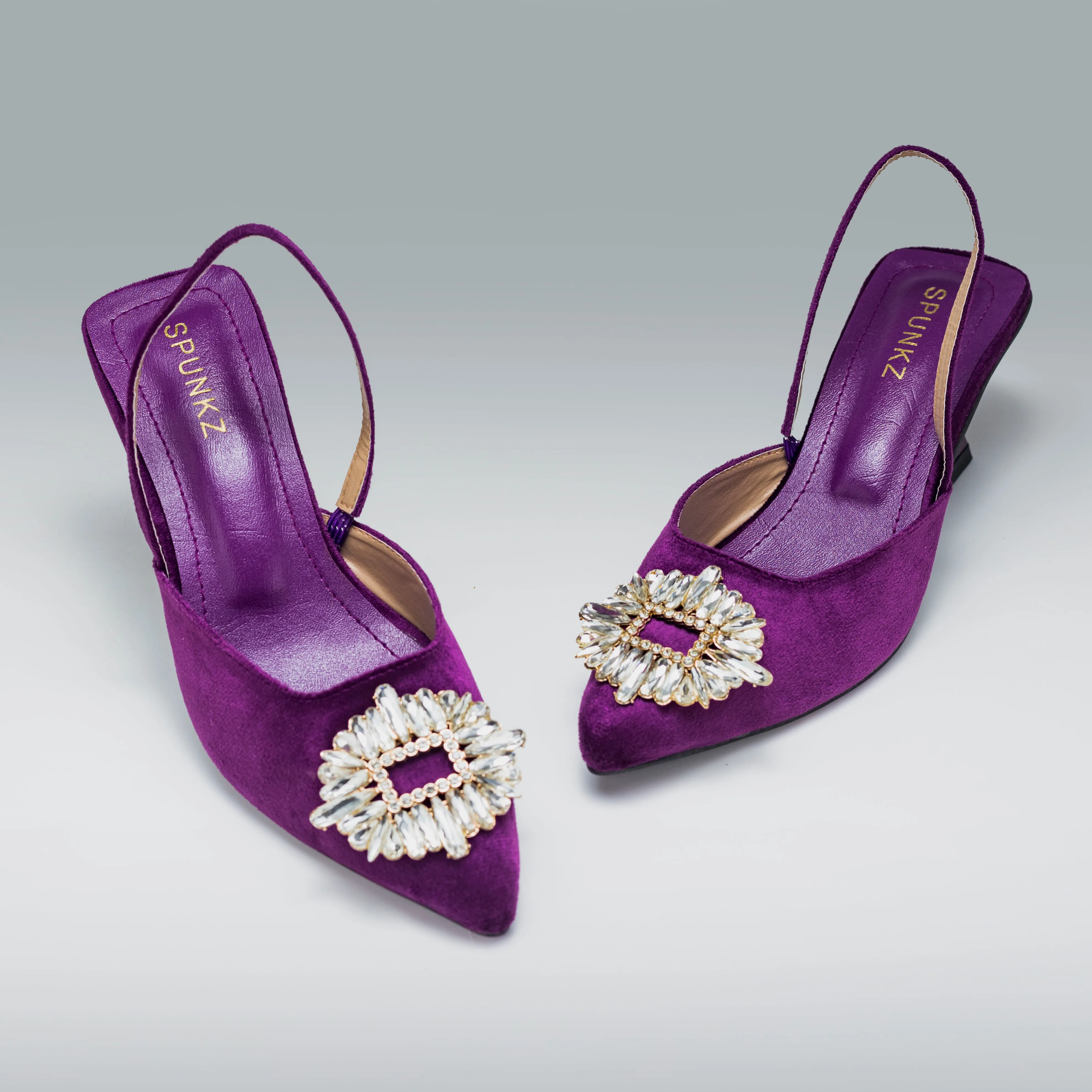 Vittoria Rhinestone Kitten Heeled Pumps