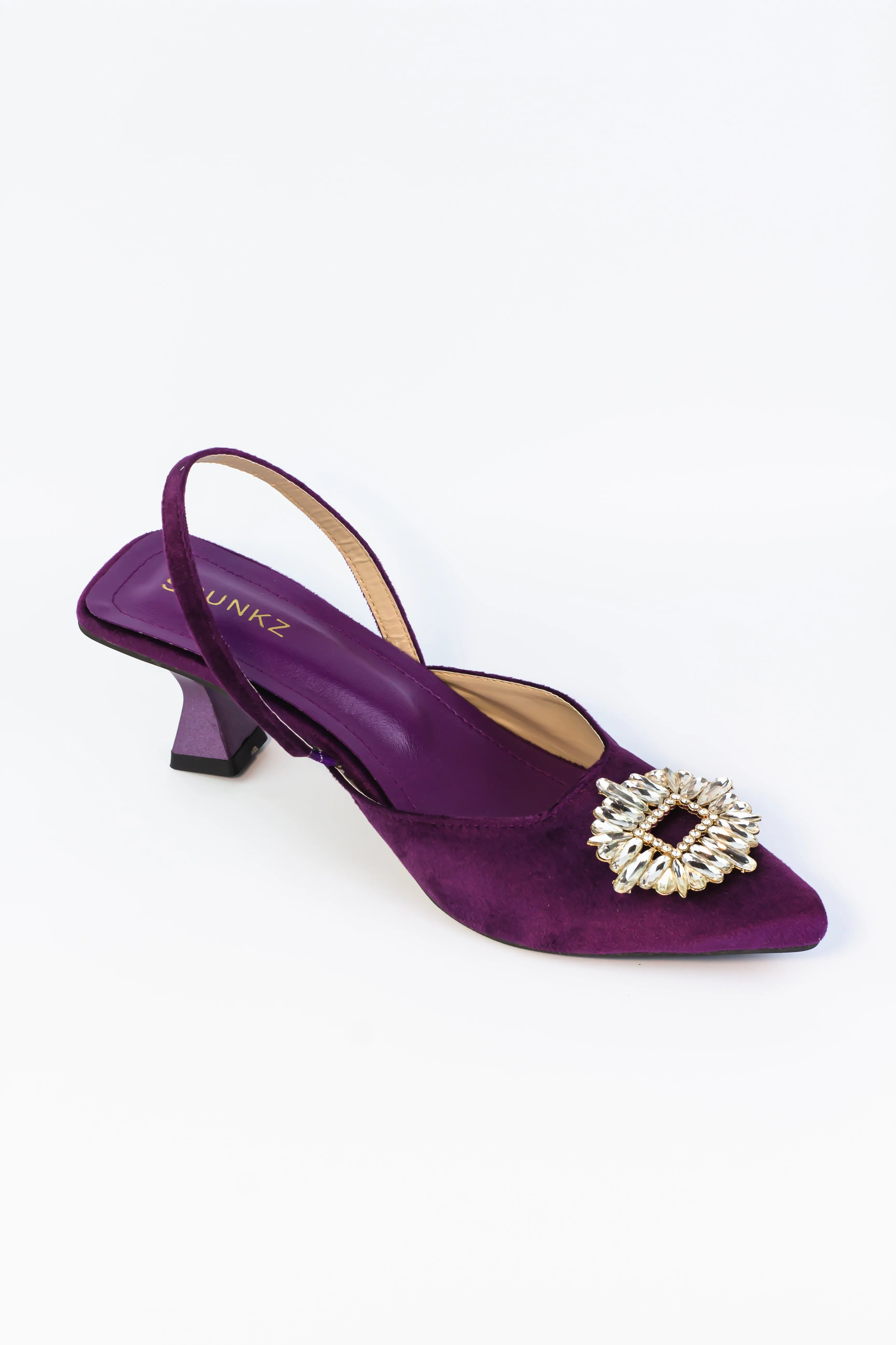 Vittoria Rhinestone Kitten Heeled Pumps