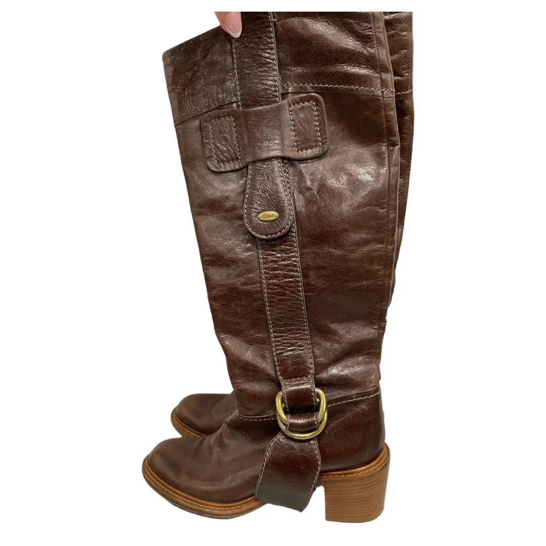 Boots Knee Heels By Chloe In Brown, Size: 6.5 Essential Footwear Boots