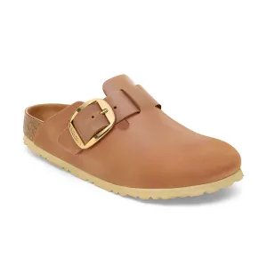 Durable And Comfortable Leisure Design Women's Boston Big Buckle Narrow Cognac Oiled Leather