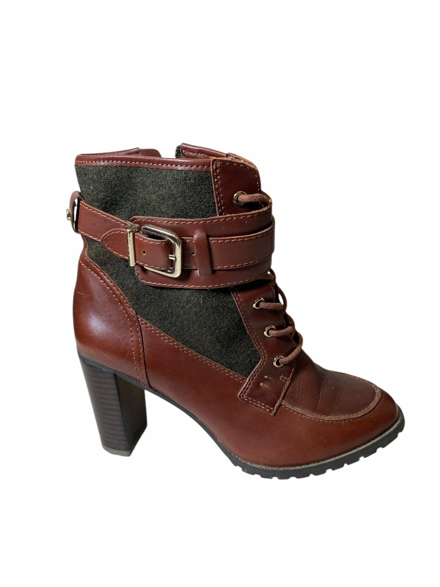 Flexible Midsole Construction Compact Form Boots Ankle Heels By Antonio Melani In Brown, Size: 7.5