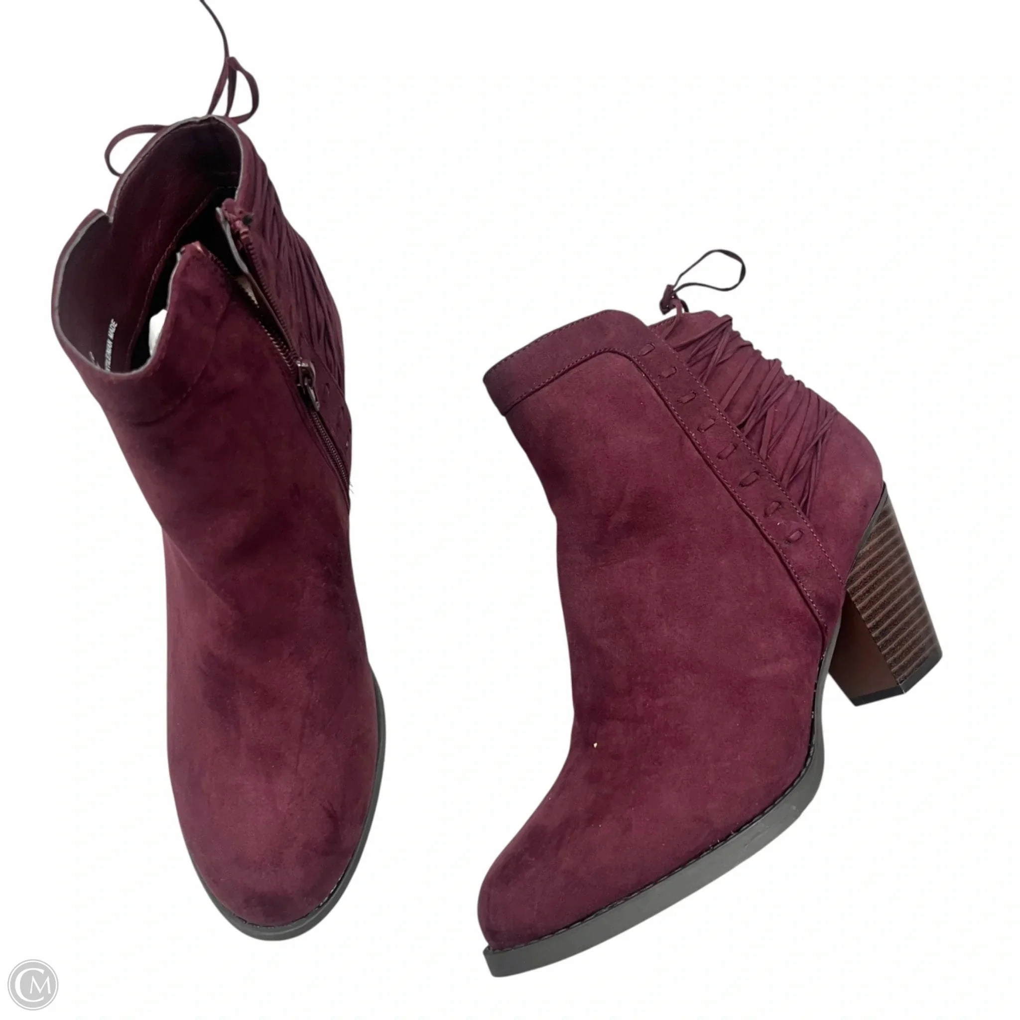 Clean Form Boots Ankle Heels By Shoedazzle In Maroon, Size: 11