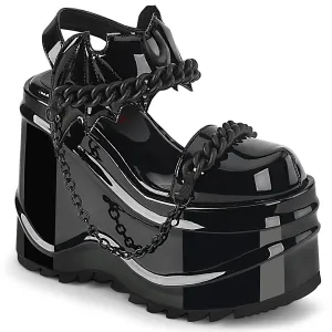 WAVE-20 DemoniaCult Black Patent Sexy Women's Sandals (Alternative Footwear)