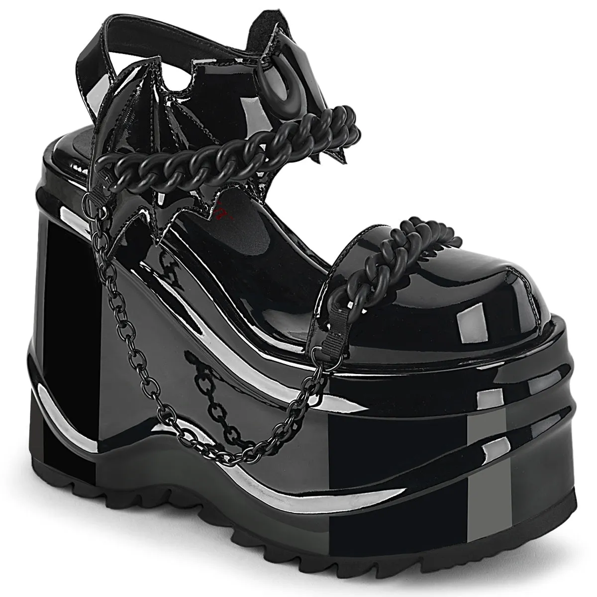 WAVE-20 DemoniaCult Black Patent Sexy Women's Sandals (Alternative Footwear)