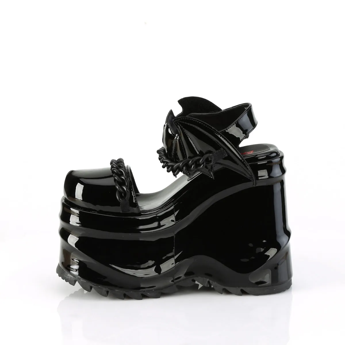 WAVE-20 DemoniaCult Black Patent Sexy Women's Sandals (Alternative Footwear)