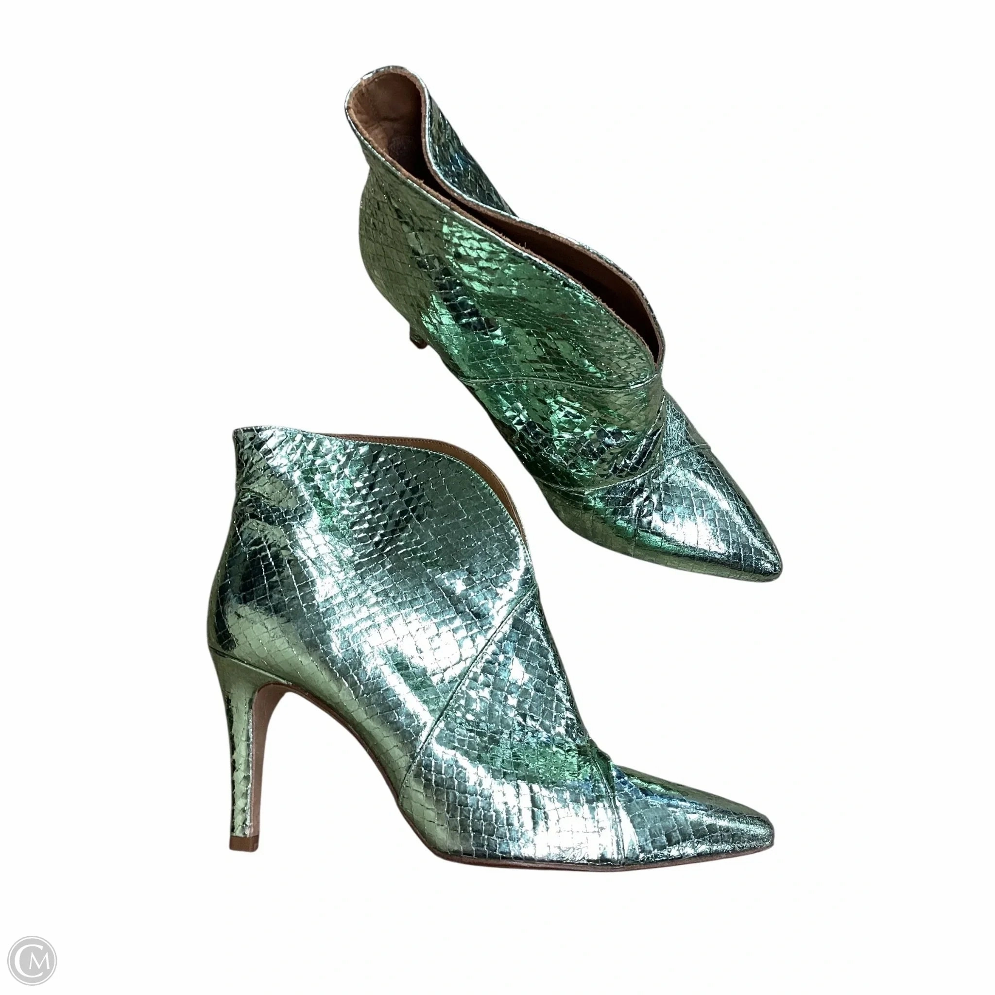 Boots Ankle Heels By Clothes Mentor In Green Puddle Safe