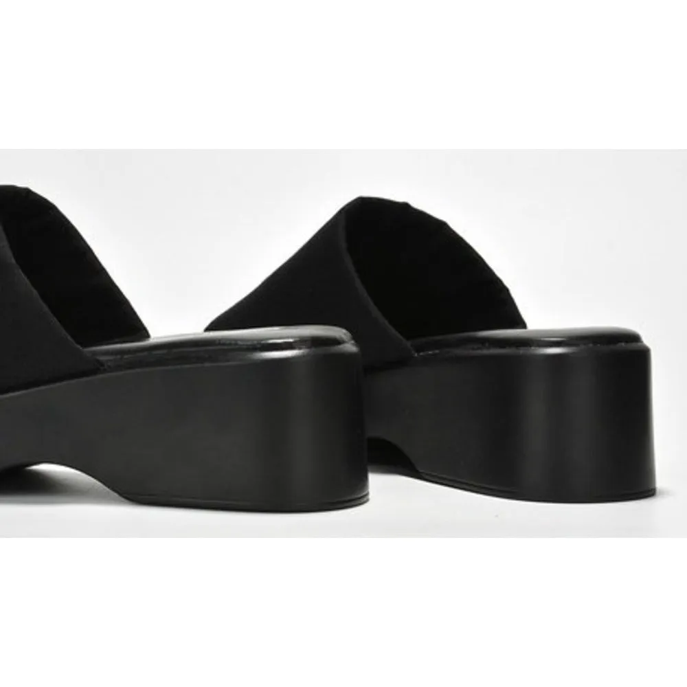 Wedge Platform Sandal Memory Foam Stretch Fabric Fitted Cloud Lightweight Wedge Sandals Chunky Heel Mule
