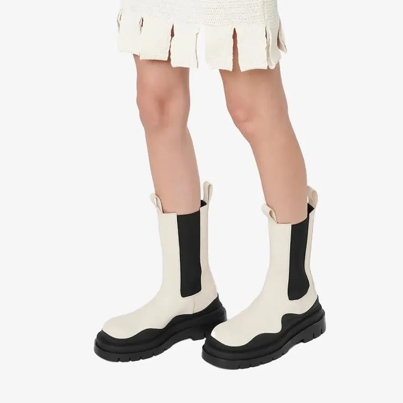 White/Blue Chelsea Boots