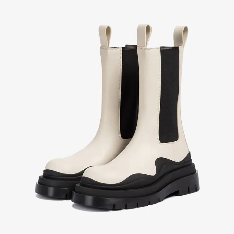 White/Blue Chelsea Boots