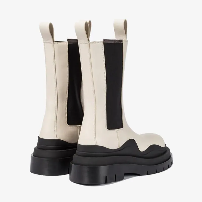 White/Blue Chelsea Boots