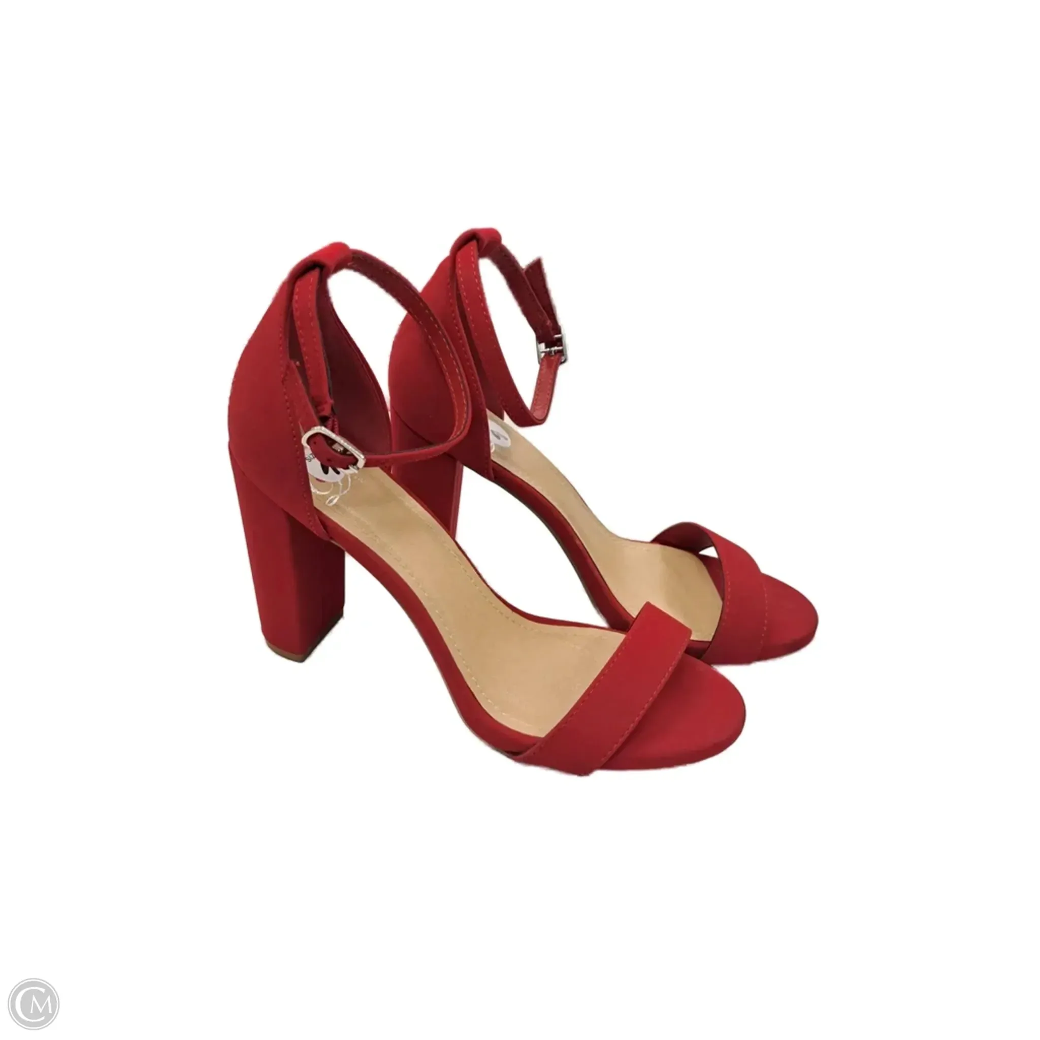 Classic Appeal Peep Toe Pumps Shoes Heels Block By Clothes Mentor In Red, Size: 9