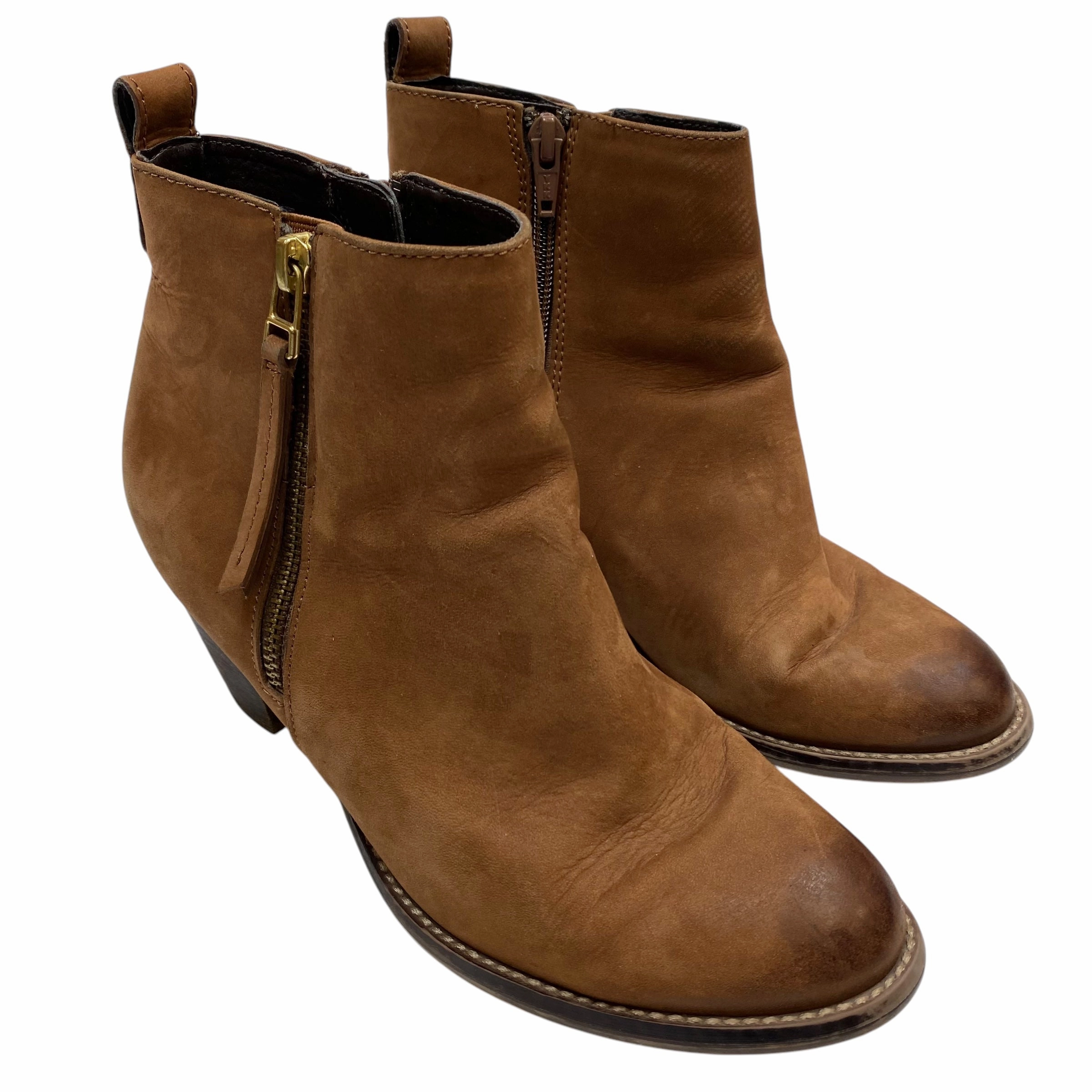 Travel Essential Boots Ankle Heels By Steve Madden In Brown, Size: 7.5