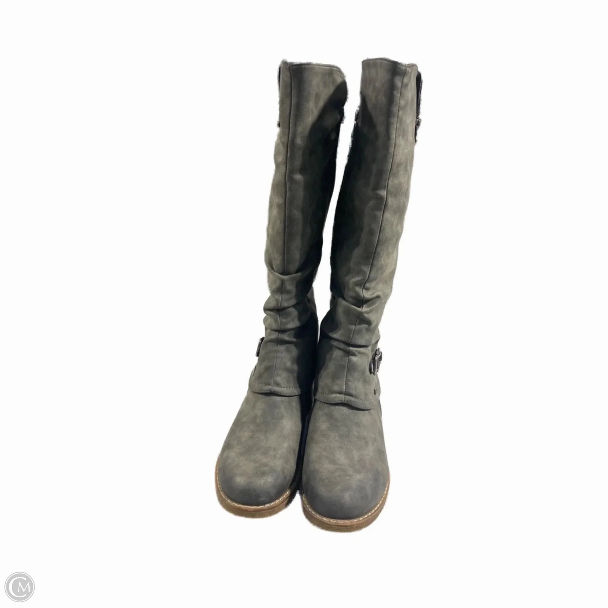 Fresh Style Shock Diffusing Heel Boots Ankle Flats By Riekers In Grey, Size: 6