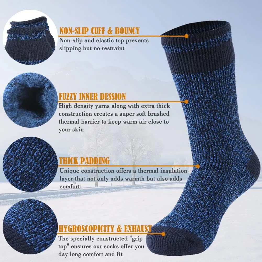 Winter Thermal Socks, Unisex 2.44 Tog Ultra Thick Warm Insulated Heated Crew Socks for Cold Weather