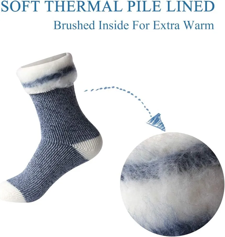 Winter Thermal Socks, Unisex 2.44 Tog Ultra Thick Warm Insulated Heated Crew Socks for Cold Weather