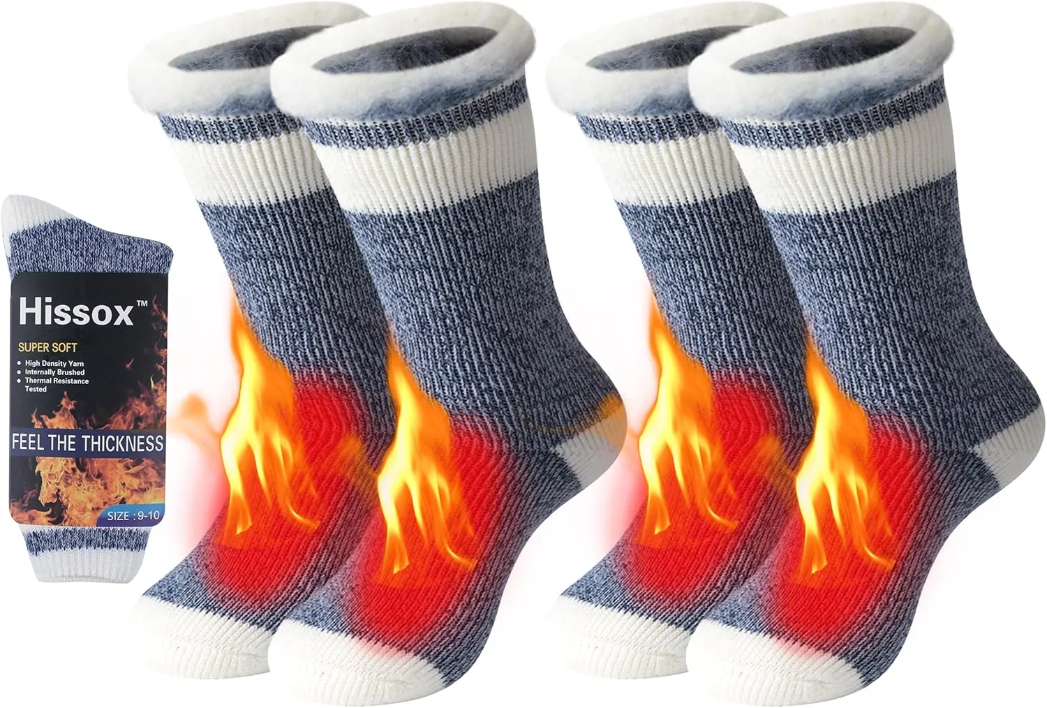 Winter Thermal Socks, Unisex 2.44 Tog Ultra Thick Warm Insulated Heated Crew Socks for Cold Weather