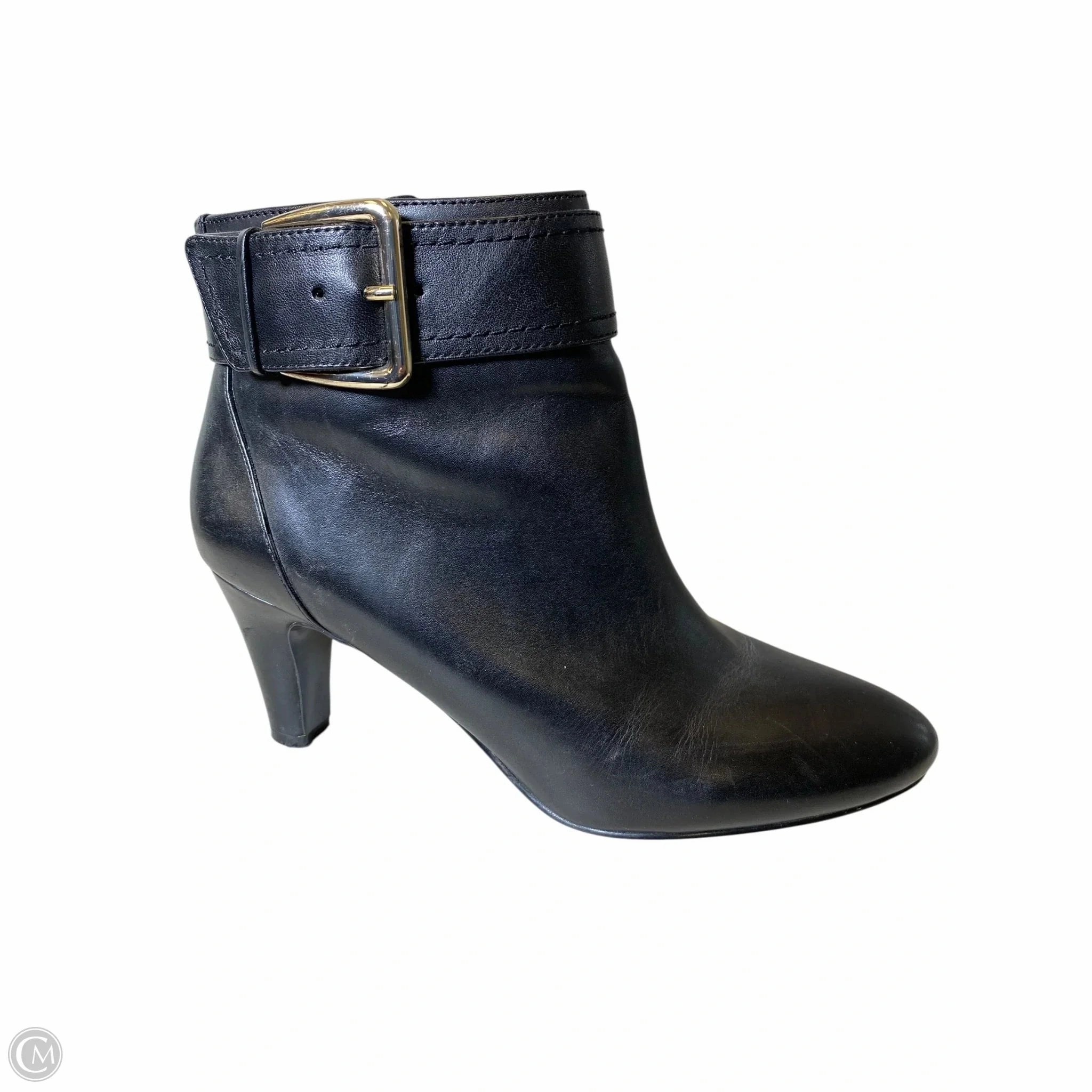 Boots Ankle Heels By Bandolino In Black & Silver, Size: 8.5 Abrasion Resistant Outsole Biker