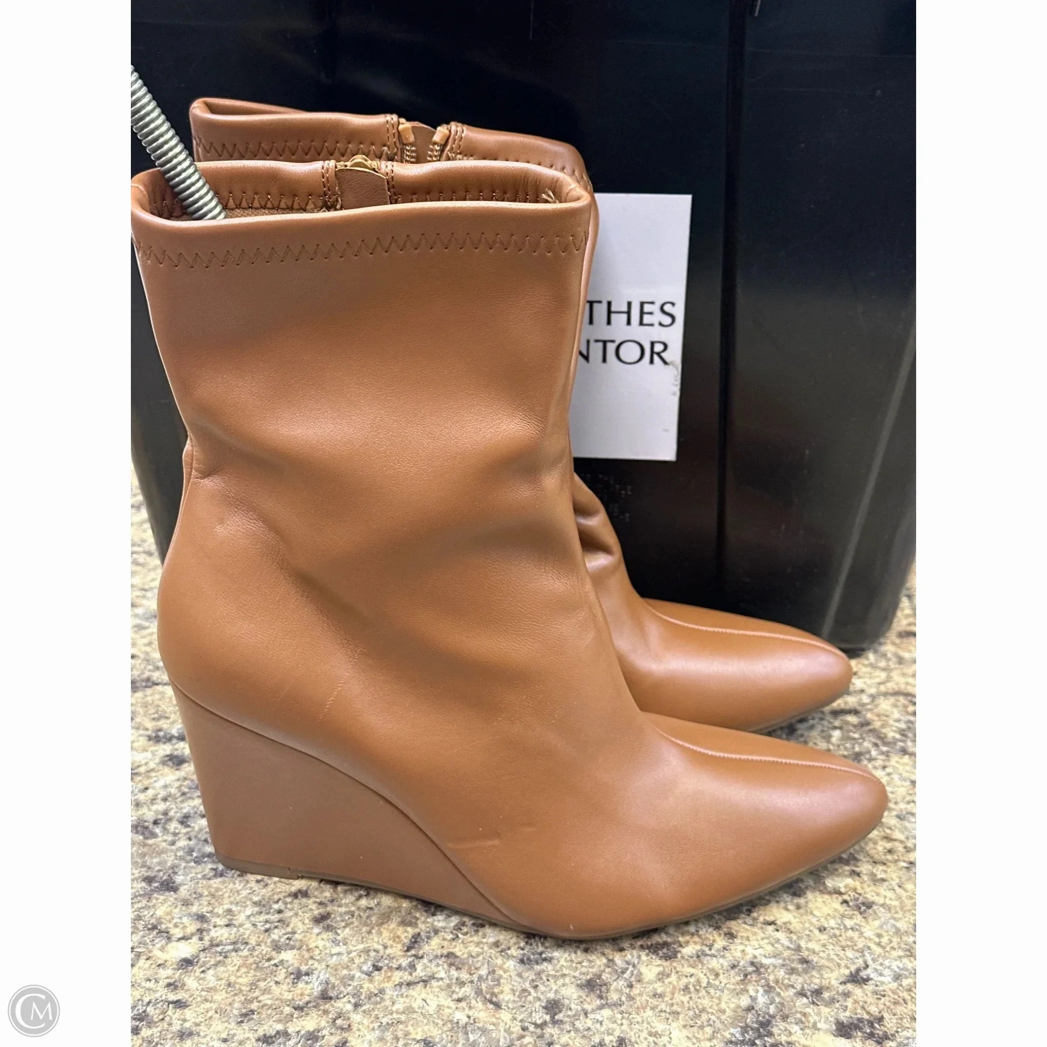 Feather Light Daily Walks Knit Top Boots Ankle Heels By A New Day In Brown, Size: 8.5