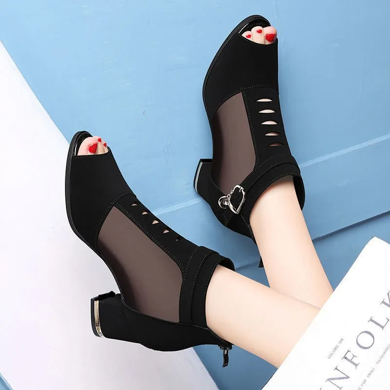 Women Peep Toe Sandals Boots