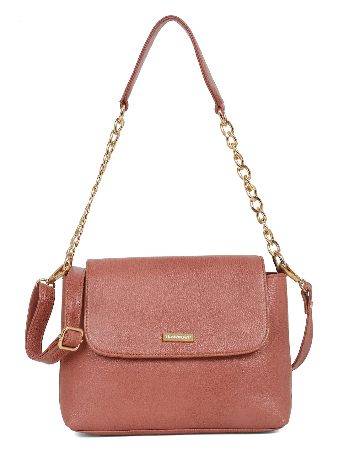 Women Pink Texture Leather Sling Bag - Clearance sale